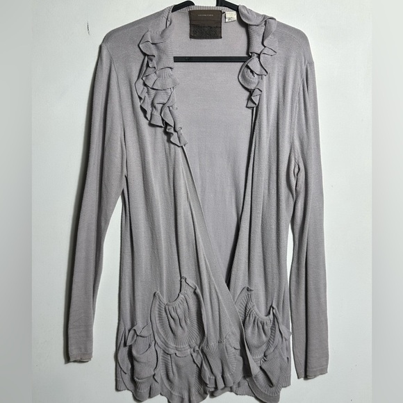 guinevere Sweaters - Y2K romantic Elegant Light Gray Ruffled Cardigan